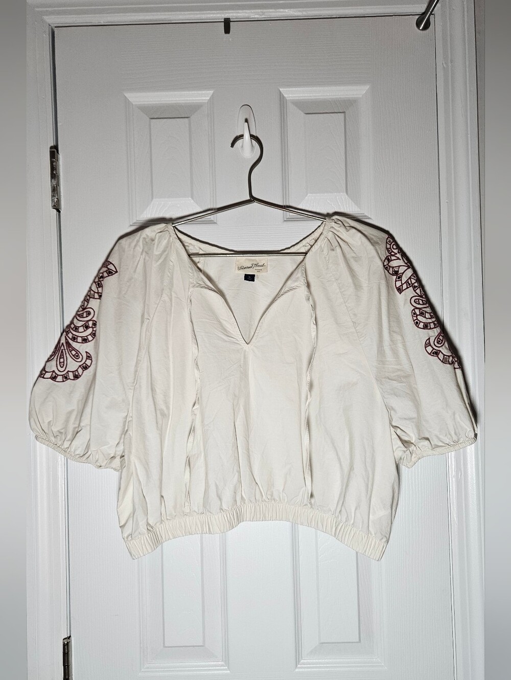 Embroidered Peasant Crop Top